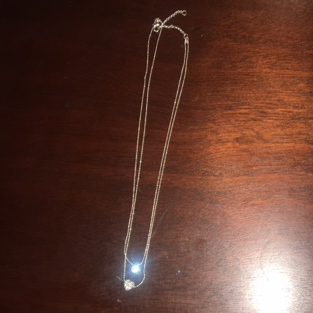 Silver layered necklace with rhinestones
